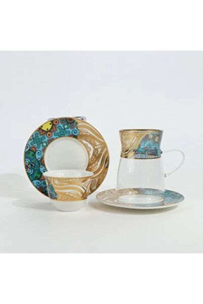 Generic Tea and coffee set - 36 pieces - luxurious with colorful decorations ...