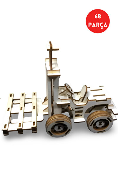 ALGWOOD 3D Boyutlu Endüstriyel Forklift ve Palet Figürü – Ahşap Maket, 69 Par...