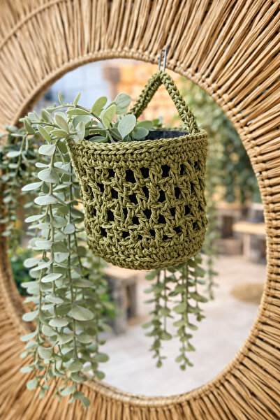 AY TASARIM MAKROME El örgüsü hasır çiçeklik (çiçek dahil değildir)