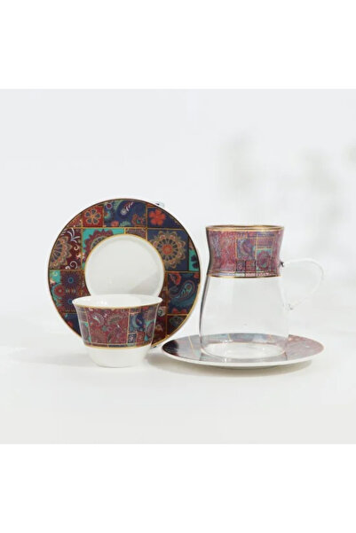 Generic Tea and coffee set - 36 pieces - luxurious with colorful decorations ...