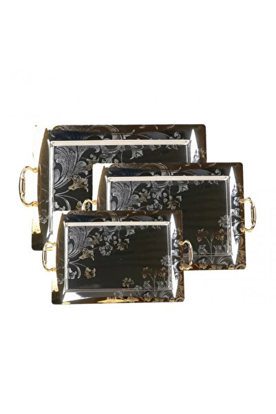 Generic Steel tapestry set with gold edges, 3 pieces