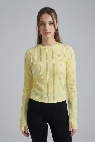 nedo7 Textured Knitted Blouse 980 - Yellow
