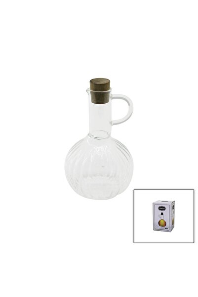 Marsilyan وعاء زيت زجاجي صغير بنمط مخطط سعة 300 مل مع غطاء خشبي من الخيزران (...