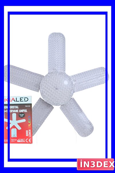 İN3DEX 55W LED Pervane Ampul 6000 Lümen 5+1 Kristal Enerji Tasarruflu