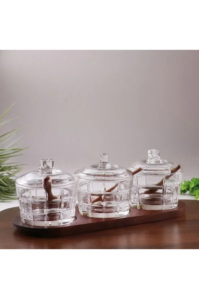 Generic Wooden and glass sugar boxes - 3 boxes, 11*31*5 cm