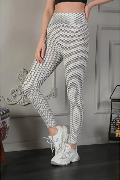 nedo7 High Waist Shaping / Sculpting Stretch Fabric Gathered Tights - White