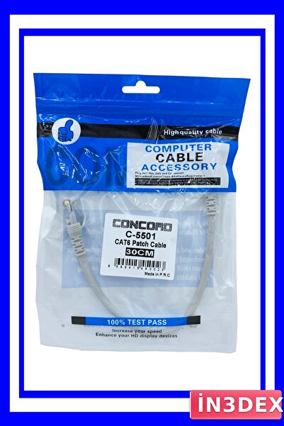 İN3DEX كابل توصيل إيثرنت كونكورد C-5501 CAT6 بقطر 0.30 سم