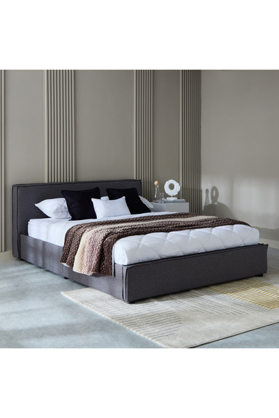 Home Box سرير تخزين هيدروليكي من موفو-كولتورب، مقاس 160×200 سم، مُنجّد - رمادي