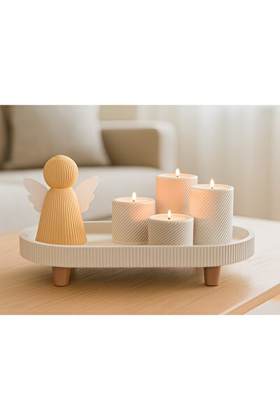 MHR DESİGN Dekoratif Melek detaylı mumlu set