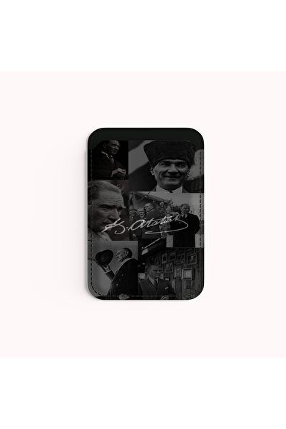 Bektas HomeOffice Atatürk Temalı MagSafe Uyumlu Mıknatıslı Siyah Kartlık | Ço...