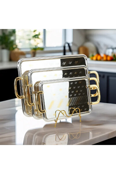 Generic Elegant 3-piece silver and gold stainless steel tabasi set