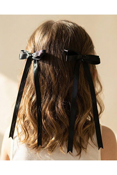 B&ES Acc. Handmade Black Satin Ribbon Buckle Set of 2