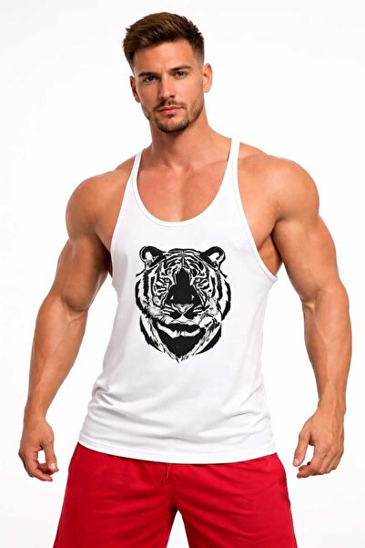TREND ALİSSE Maiou sportiv confortabil, alb, pentru fitness, tip tank top.