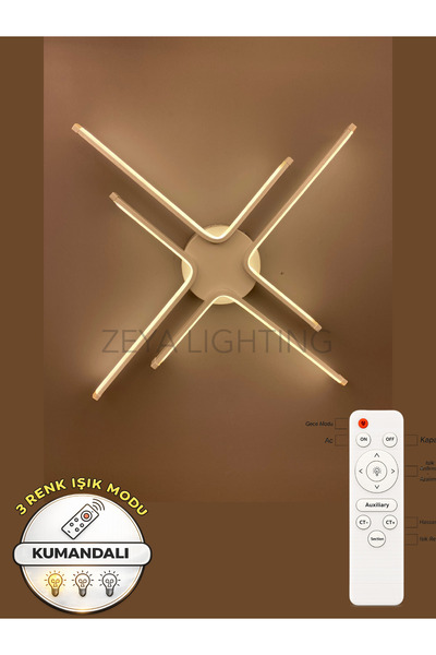 Zeya Lighting Yüksek Aydınlatmalı Kumandalı Kuzey Yıldızı Model Beyaz Tavan P...