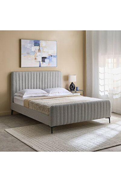 Home Box Movo-Ruby Stanley 160x200 Upholstered Bed-Light Grey