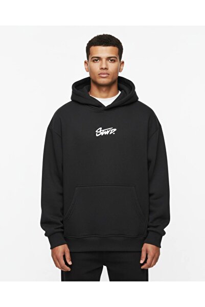 EDİZER COLLECTİON Geniş Kesim Pamuklu Yumuşak Dokulu İçi Polarlı Basic Siyah ...