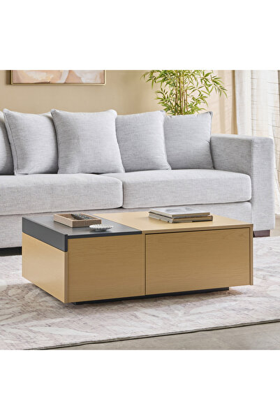 Home Box طاولة قهوة موفو-إديسون - خشب البلوط الفاتح والرمادي