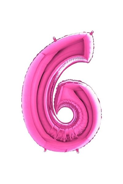 BenimMarifetlerim بالون فويل وردي على شكل رقم 6 مقاس 40 بوصة 90 سم