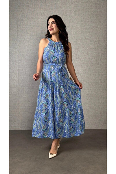 nedo7 Women's Off Shoulder Halter Neck Patterned Single Jersey Blouse