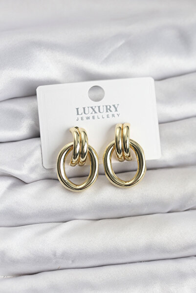 CT STONES أقراط نسائية عتيقة من النحاس باللون الذهبي