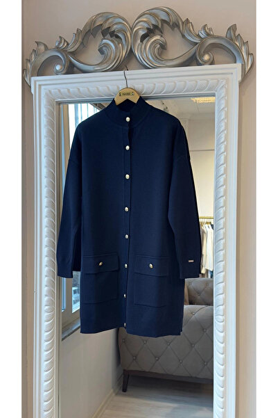 Invee 7070 Yün Karışımlı Triko Hırka - Lacivert