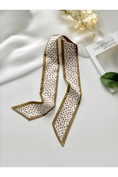 QA Quella Accessories باندانا صغيرة بنمط قلب باللون البيج والبني - وشاح - حقي...