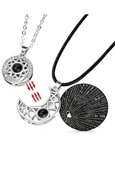 nss sky rock 2’li Ay Güneş Mıknatıslı Sevgili Kolyesi 100 Dilde Seni Seviyoru...