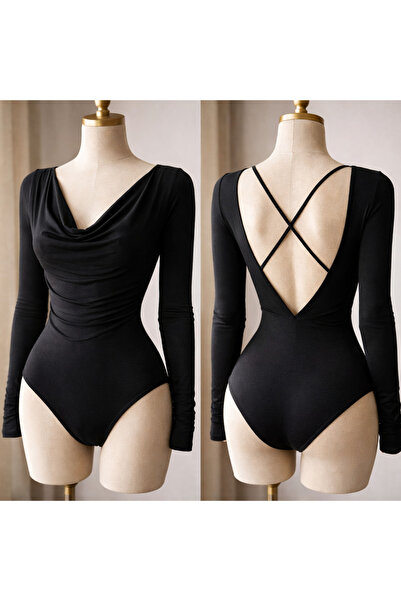 Nsb Tasarım Backless Low-Cut Neckline Super Star Bodysuit
