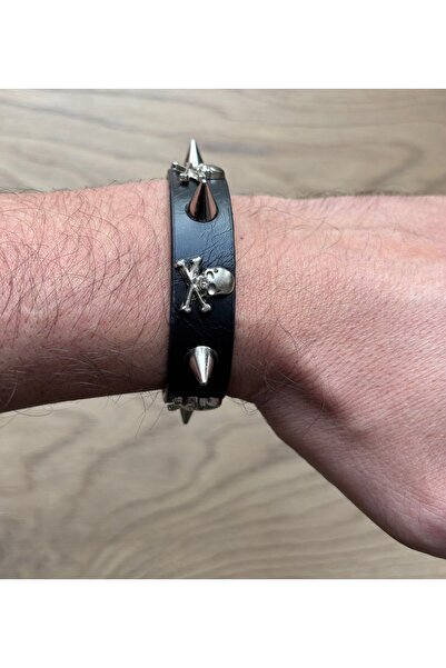 Metal Giyim Spayk Skull Thin Bracelet