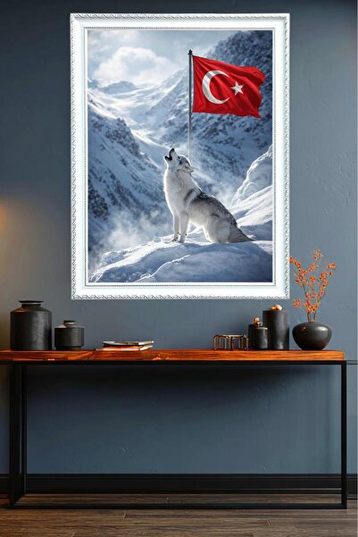 LUXRN Tablou de perete înrămat cu simboluri turcești, imprimat UV, cu model M...