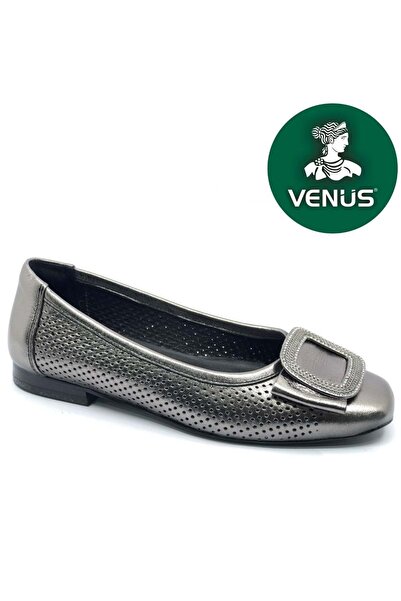 Venüs Pigi Genuine Leather Women's Ballet Shoes Platinum