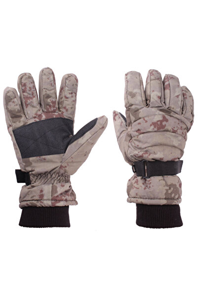 İşnar Mănuși de zăpadă pentru bărbați, mănuși de schi, model kaki cu imprimeu...