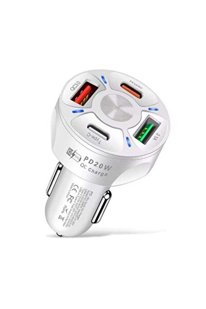 Generic PD 20W QC3.0 Car Charger | 2 USB + 2 Type-C Fast Charging | 31W Max O...