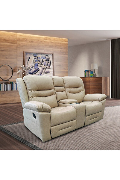 Home Box London 2-Seater Faux Leather Recliner w/ Console+Wireless Charge Tra...