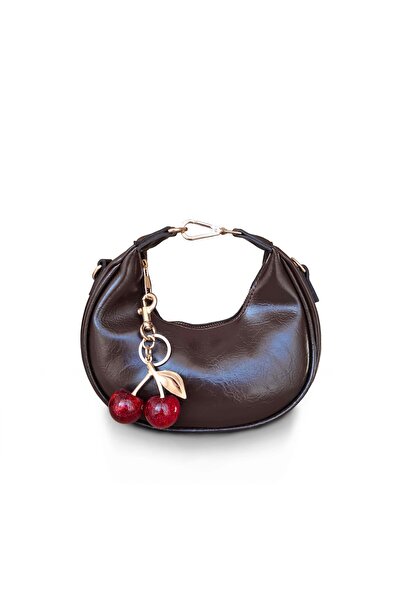 BRAGİ Geantă de mână și de umăr pentru femei, maro baguette, cu accesorii Che...