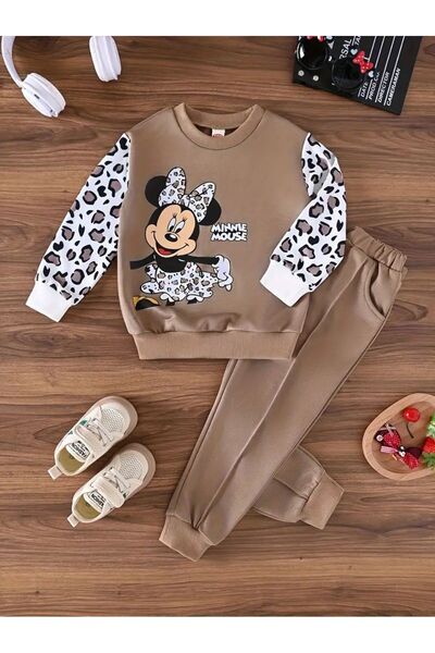 LittlePoffy Çocuk Kapüşonlu Oversize Baskılı Alt Üst Bebek Çocuk Eşorfman Takımı