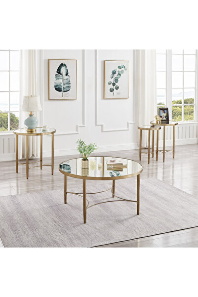 Home Box طاولة جانبية بسطح مرآة من P-Artison - لون ذهبي عتيق