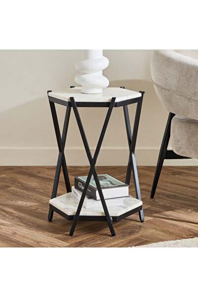 Generic طاولة جانبية ثمانية الأضلاع من كافون فيرسا بسطح من الرخام الأصلي