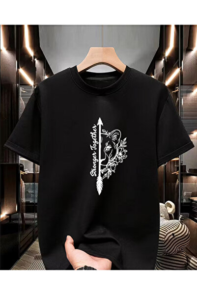 BG BASKI ATÖLYESİ Valentine's Day Lioness Printed Gift Casual Crew Neck T-Shirt