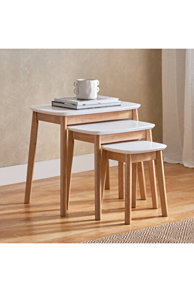 Generic طقم طاولات متداخلة على الطراز النوردي - مكون من 3 قطع