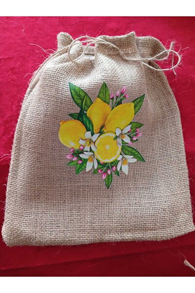Bymarydesing Limon Desenli | Dokulu Jüt Kese Baskılı Temalı | 20x30 cm Hediye...