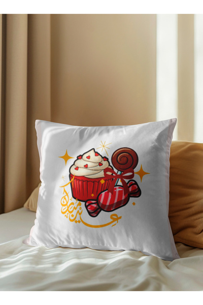 LOWHA Polyester Pillowcase Cushion Cover with Eid Mubarak Design