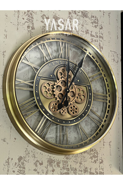 YASAR CONCEPT Cogvera Metal Çarklı Duvar Saati 55 Cm