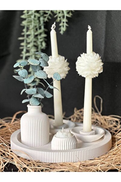 LOMOOR HOME Aura Decor Set |   Scented Handmade Candle & Concrete Tray Set | ...