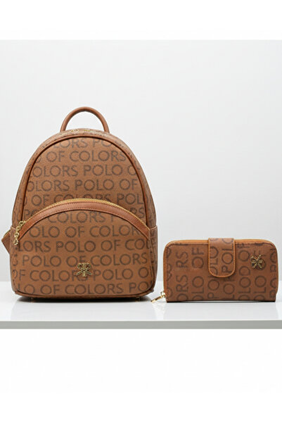 Çanta Trend Polo of Colors Taba Emprime Women's Leather-Look Backpack Wallet ...