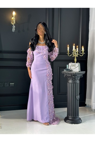 LOODYA Engagement dress with roses and off-the-shoulder sleeves