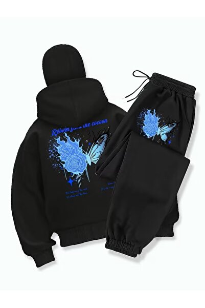 LAND MODA Kadınların Rahat Çift Kapaklı Barakka Fermuarlı Kapüşonlu ve Jogger...