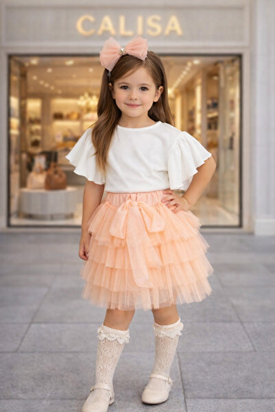 CALİSA Girls' Blouse and Tulle Ruffle Skirt 2-Piece Set |   Special Day, Holi...