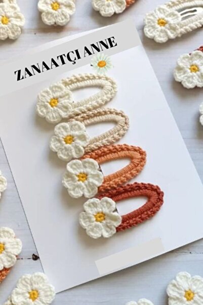 zanaatçı anne Χειροποίητο σετ 4 χρωματιστών κουμπωμάτων από νήμα πλεξίματος A...