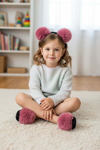 CEYDA SHOES Pom-pom decorate cu coroană, papuci de casă, papuci de casă pentr...